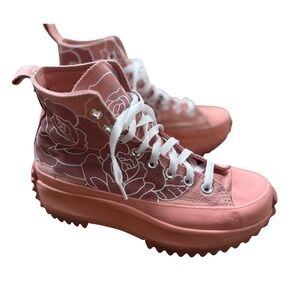 Converse Run Star Hike High Top Platform Sneakers Pink Floral Women's Size 8